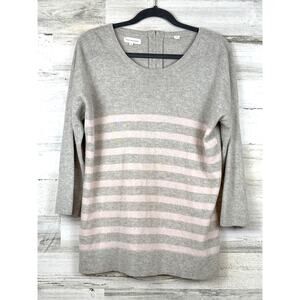Chinti & Parker Womens M Gray Pink 100% Cashmere Lightweight Knit Sweater Luxury